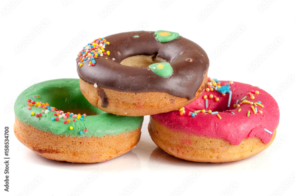 three glazed donut isolated on white background three glazed donut isolated on white background