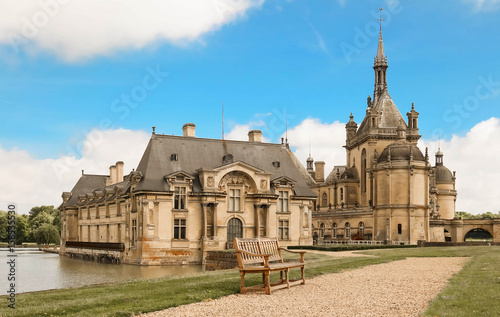 The castle of Chantilly is historical and architectural monument, France.