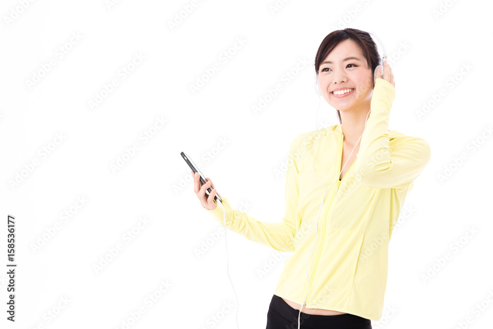 attractive asian woman sporty image on white background attractive asian woman sporty image on white background