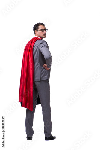 Superhero businessman isolated on white background