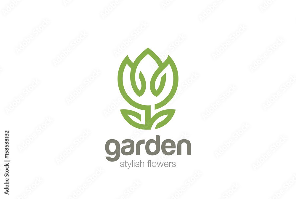Flower Garden Logo design vector Linear. Eco natural Plant icon Flower Garden Logo design vector Linear. Eco natural Plant icon