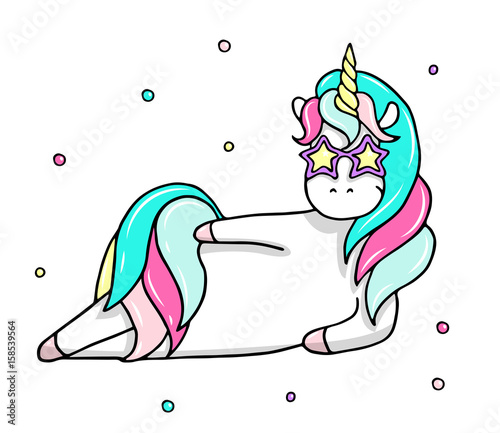 Hand drawn illustration of a magic unicorn. Vector isolated illustration