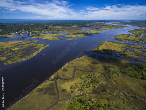 Aerial view of Florida river and swamps in Jacksonville Florida