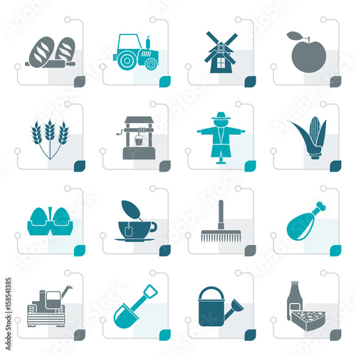 Stylized Agriculture and farming icons - vector icon set