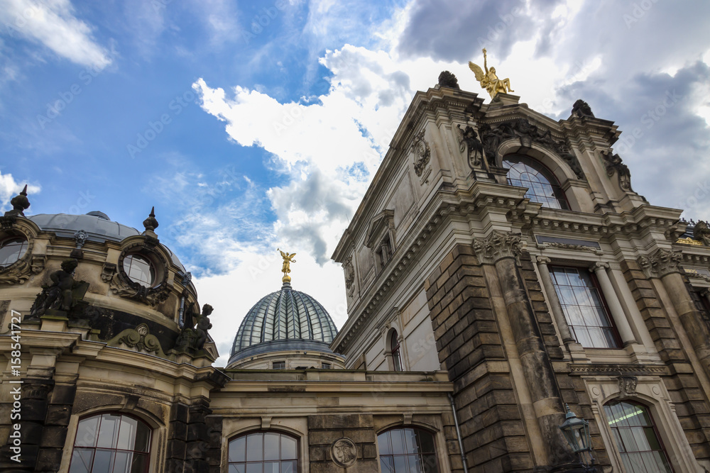 Cupola of the Albertinum and beautiful sky. Dresden, Germany
