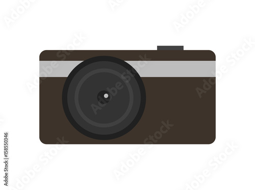 Modern compact digital photo camera icon. Optical photo equipment isolated vector illustration in flat design.