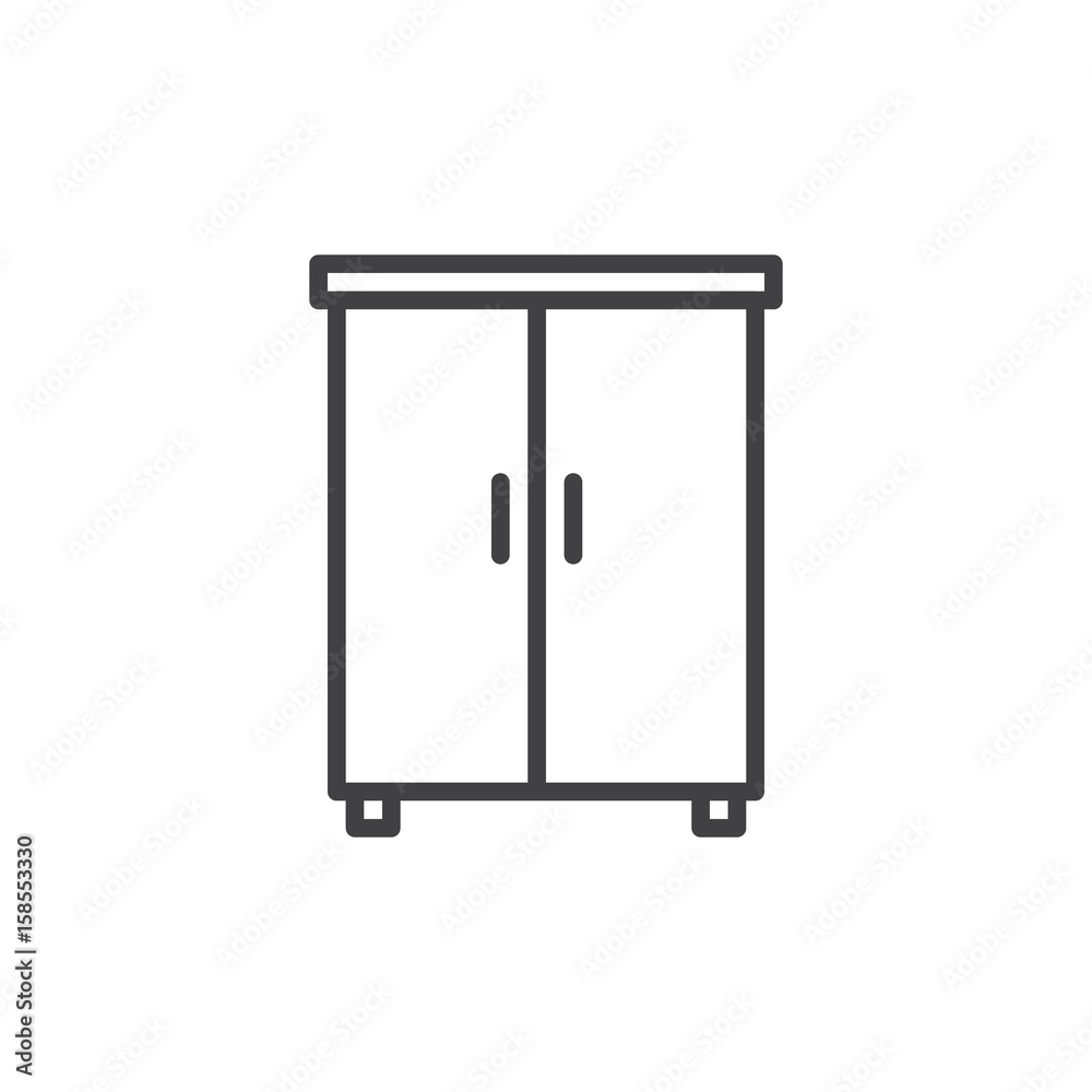Wardrobe line icon, outline vector sign, linear style pictogram isolated on white. Symbol, logo illustration. Editable stroke. Pixel perfect Wardrobe line icon, outline vector sign, linear style pictogram isolated on white. Symbol, logo illustration. Editable stroke. Pixel perfect