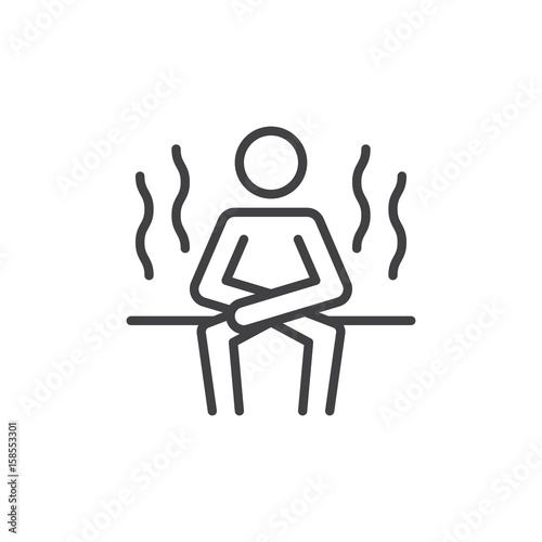 Sauna line icon, outline vector sign, linear style pictogram isolated on white. Steam room symbol, logo illustration. Editable stroke. Pixel perfect
