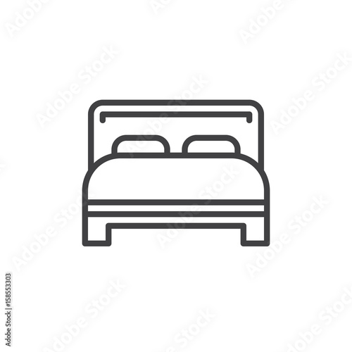 Double bed line icon, outline vector sign, linear style pictogram isolated on white. Symbol, logo illustration. Editable stroke. Pixel perfect