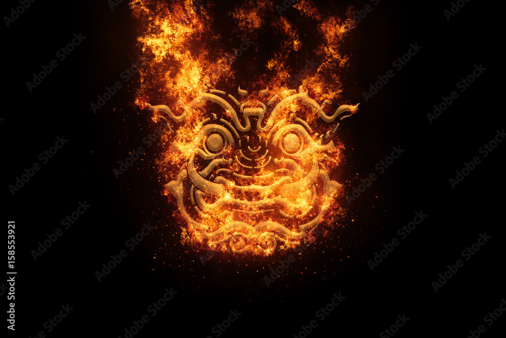 The face of Thailand Giant , flames Fire effect The face of Thailand Giant , flames Fire effect