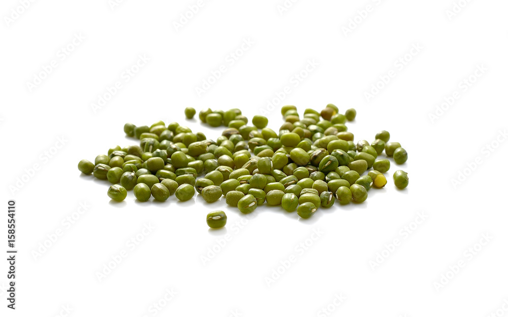 Green mung beans isolated on white background Green mung beans isolated on white background