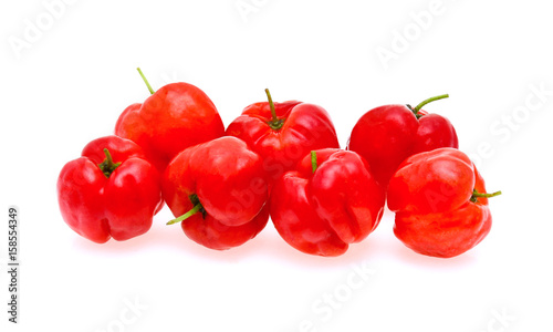 Barbados cherry,Ripe thai cherry on white background