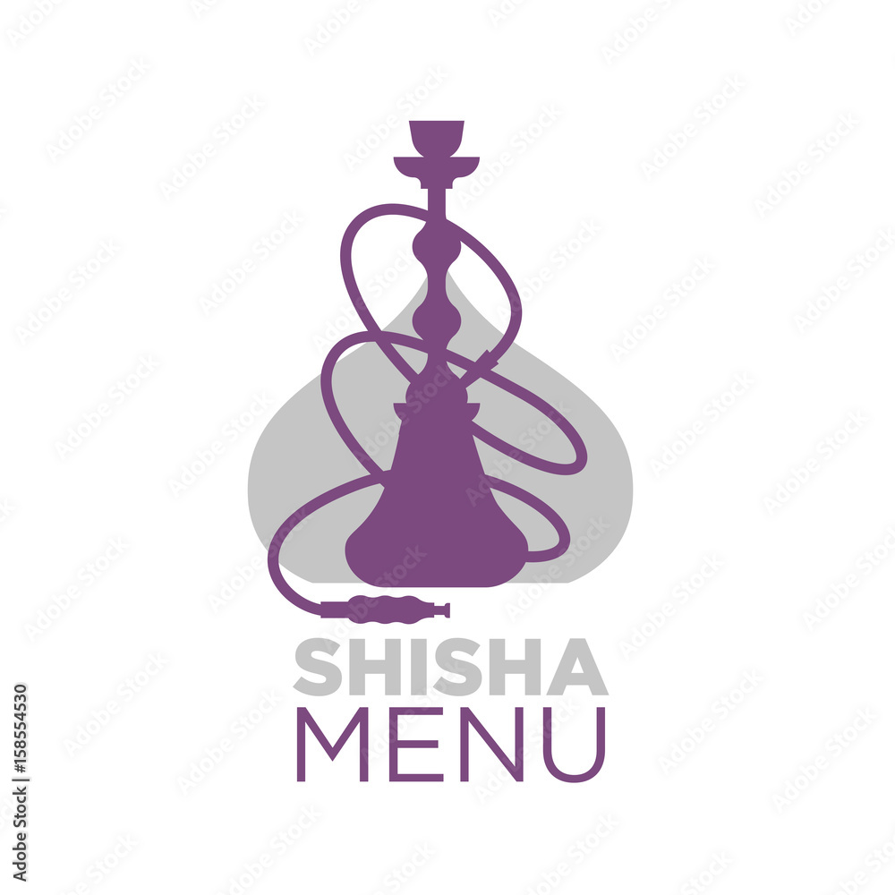 Shisha bar menu logotype with hookah silhouette illustration Stock