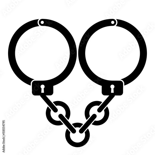Love is a prison icon BDSM logo Handcuffs with chains in the shape of heart Manacles icon Vector illustration isolated on white