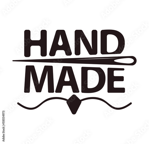 Hand made shop logotype with big sign and needle