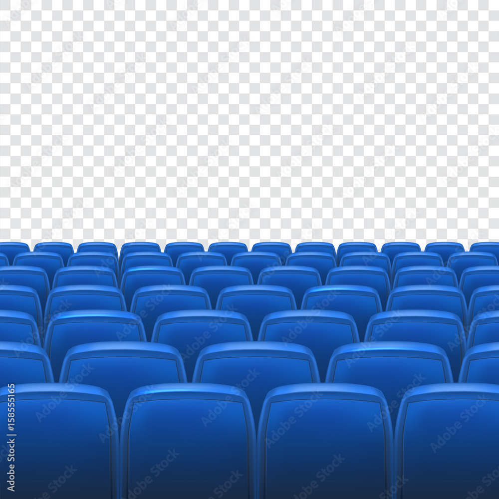 Fototapeta premium Blue seat in the auditorium on transparent background. Empty cinema auditorium 