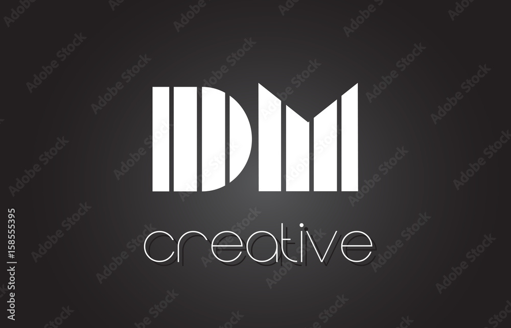 DM D M Letter Logo Design With White and Black Lines. DM D M Letter Logo Design With White and Black Lines.
