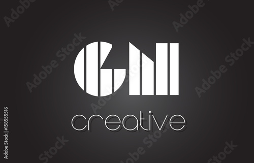 GN G N Letter Logo Design With White and Black Lines. photo