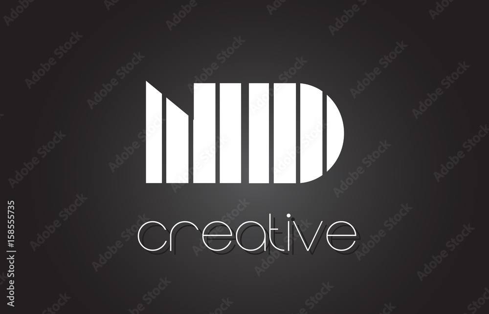 ND N D Letter Logo Design With White and Black Lines. ND N D Letter Logo Design With White and Black Lines.