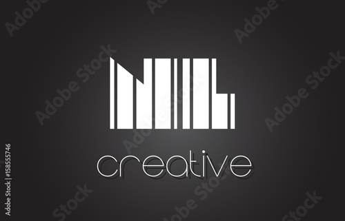 NL N L Letter Logo Design With White and Black Lines.