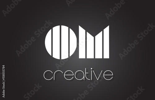 OM O M Letter Logo Design With White and Black Lines.