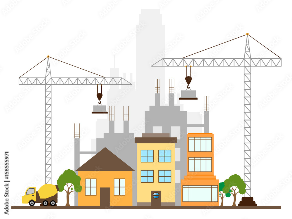 Obraz premium Apartment Construction Displaying Building Condos 3d Illustration