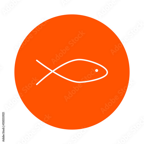 Vector monochrome round fish image icon, maybe salmon, flat style