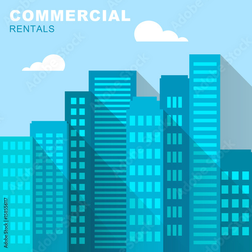 Commercial Rentals Downtown Describes Real Estate 3d Illustration