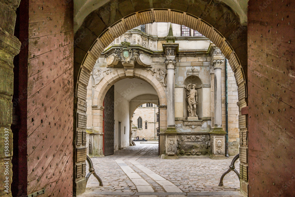 Three Gateways into the yard of the Kronborg castle. HDR-Photo