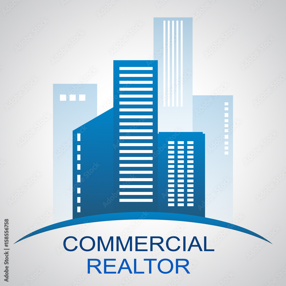 Commercial Realtor Describing Real Estate Buildings 3d Illustration Commercial Realtor Describing Real Estate Buildings 3d Illustration