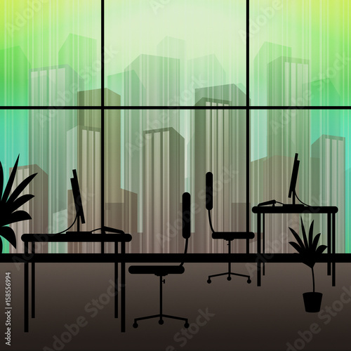 Obraz na płótnie Office Interior Showing Building Cityscape 3d Illustration
