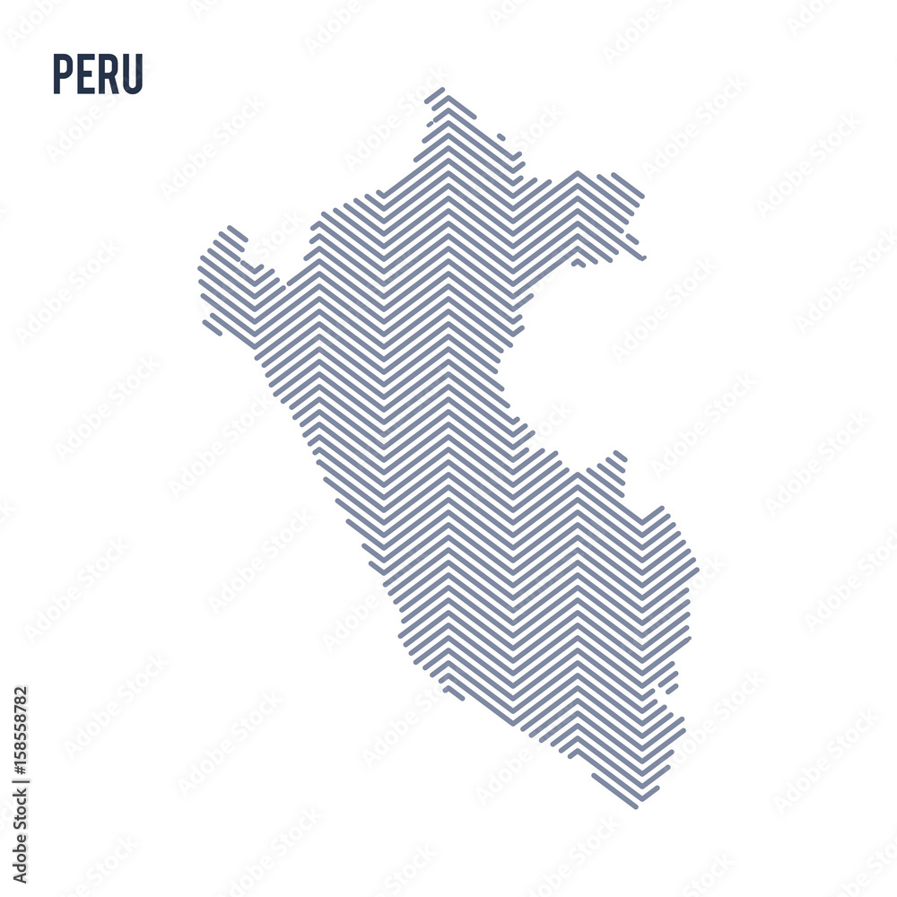 Vector abstract hatched map of Peru isolated on a white background.