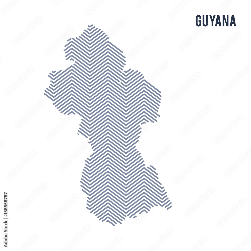Vector abstract hatched map of Guyana isolated on a white background.