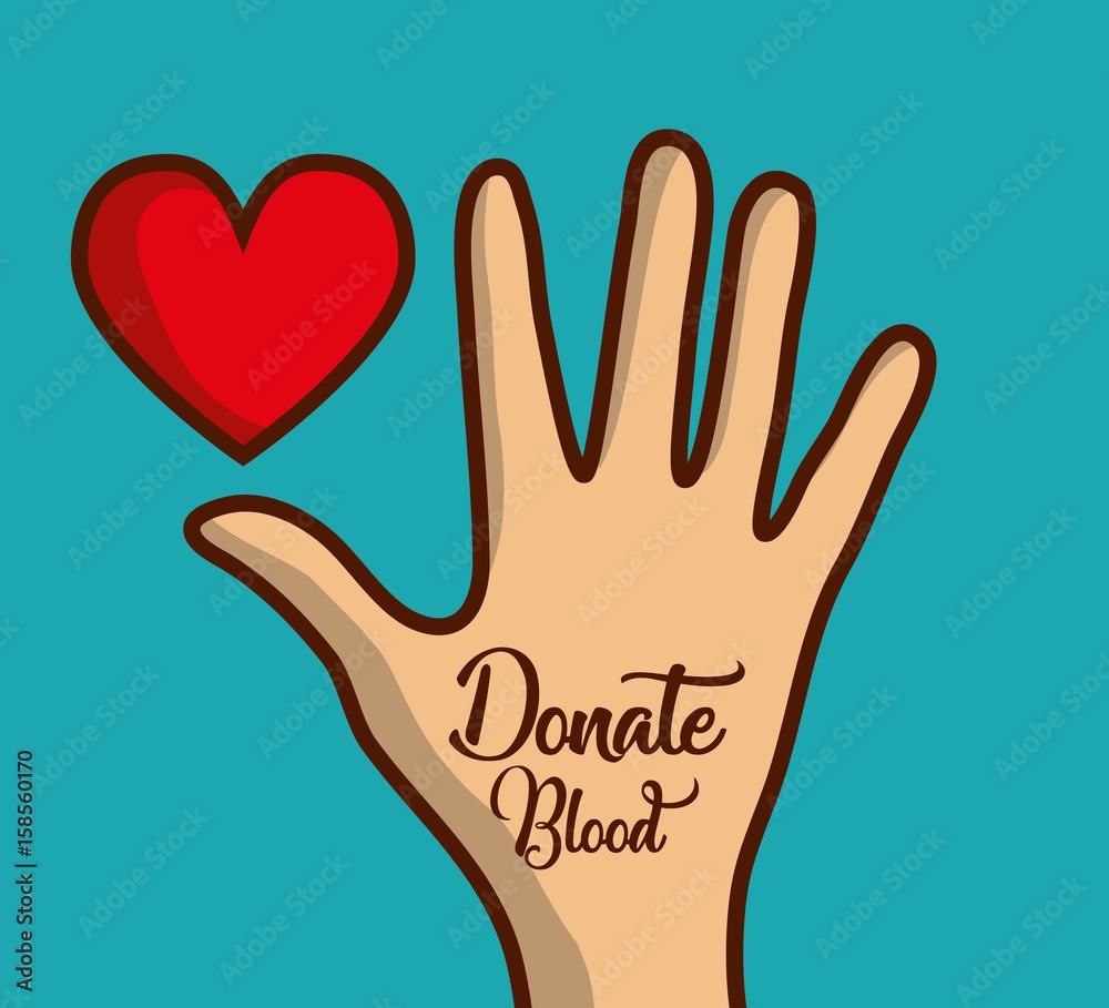 Obraz premium hand and heart icon over blue background colorful design vector illustration