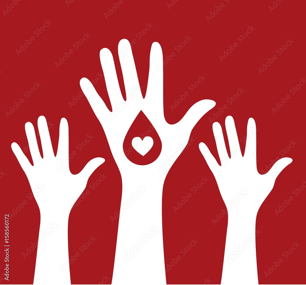 white hands with blood drop and heart over red background colorful design vector illustration white hands with blood drop and heart over red background colorful design vector illustration