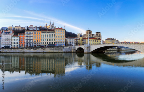 Lyon, Pont Bonaparte et Notre Dame de Fourvière