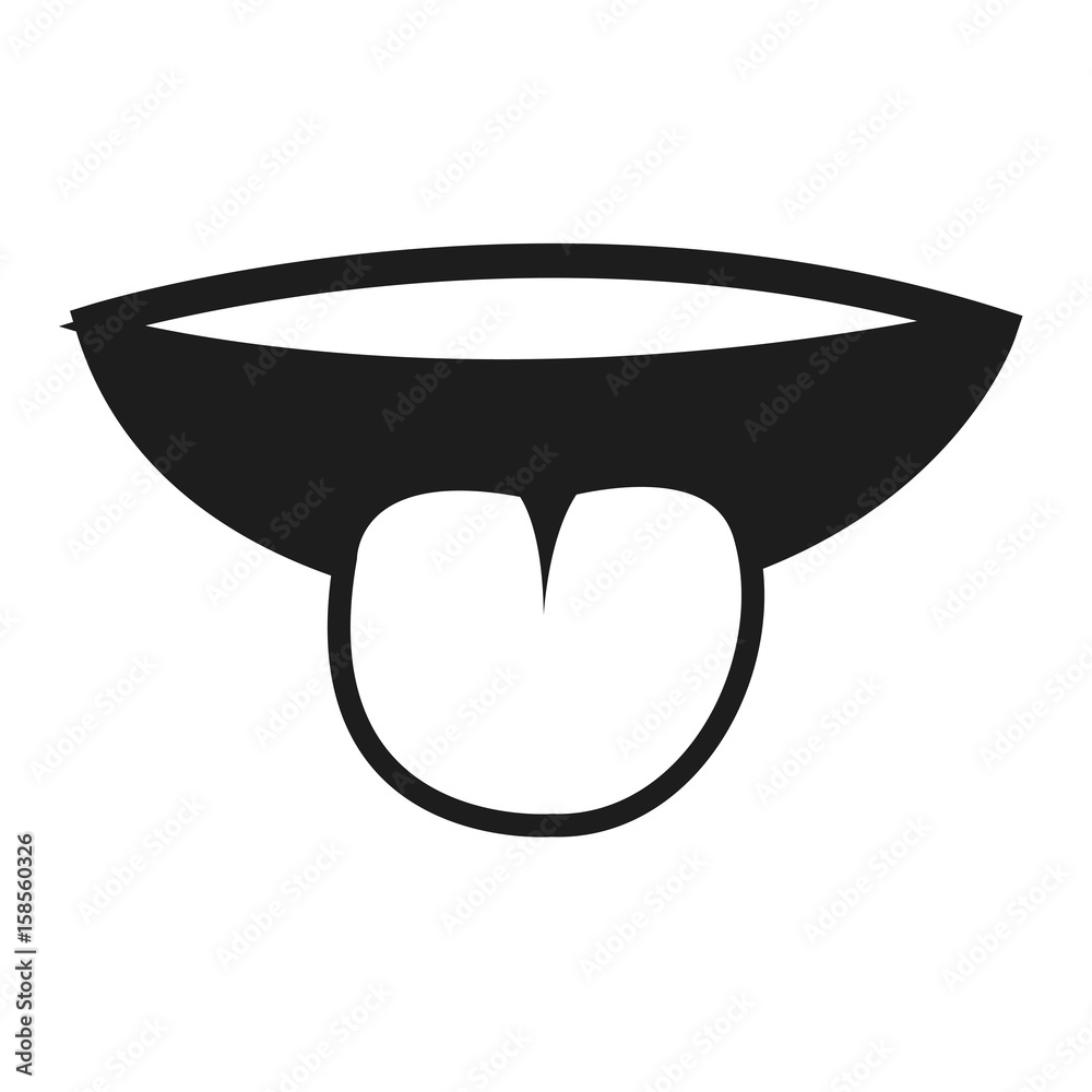 funny cartoon mouth sticking out tongue vector illustration