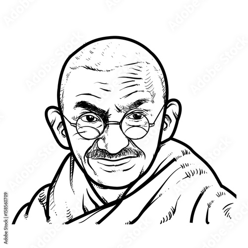 Mahatma Gandhi Hand Drawing outline. Mahatma Gandhi vector illustration