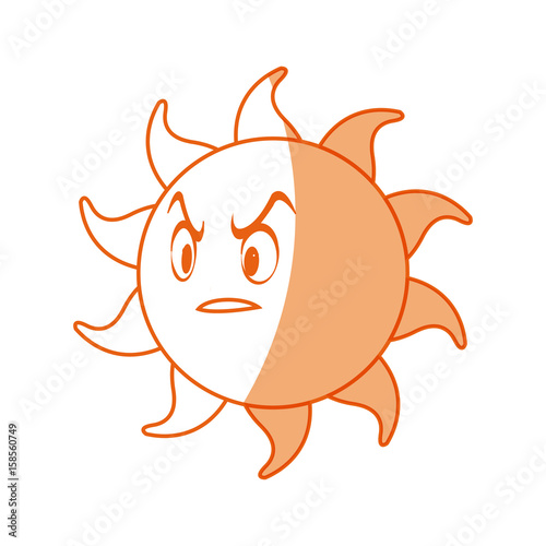 smiling funny cartoon sun with vector illustration