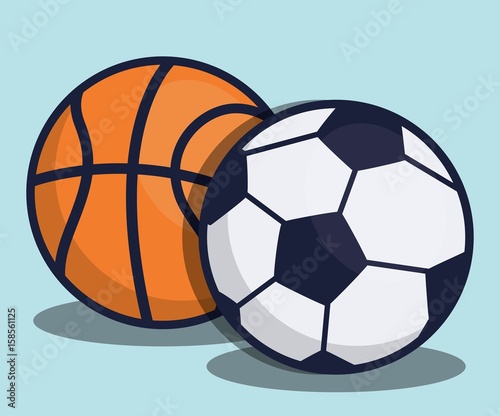 soccer and basketball balls icon over background vector illustration