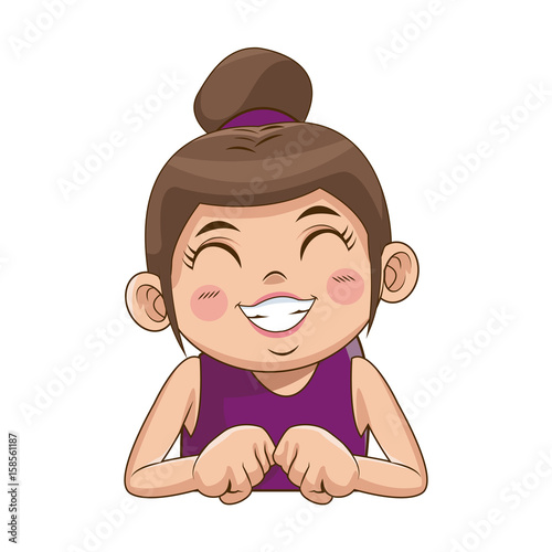 cute girl with her hair tied up in a bun cartoon vector illustration