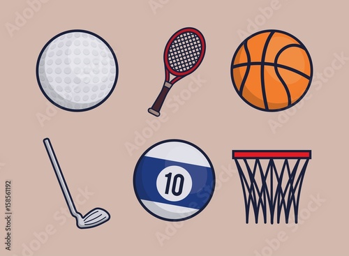sport equipment related icons over brown background colorful design vector illustration