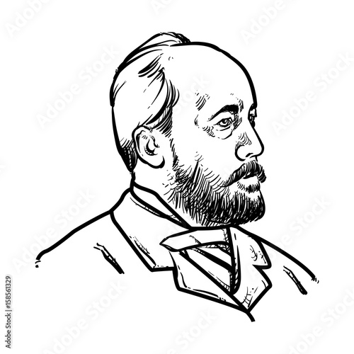 William Van Horne Hand Drawing outline, William Van Horne vector illustration