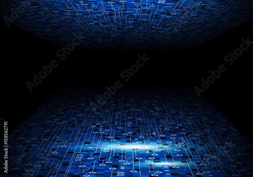 Vector blue circuit board background design for digital technology