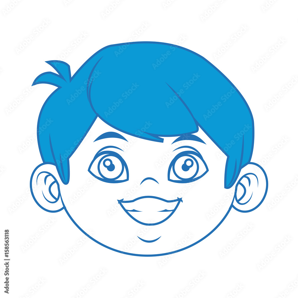 little boy face cartoon kid male vector illustration