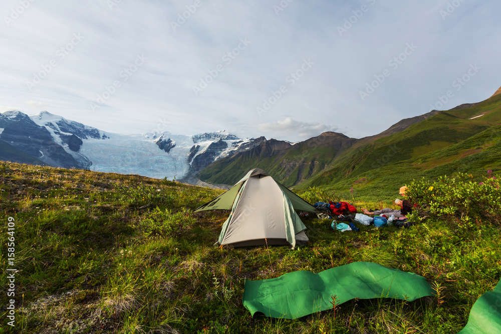 Tent in mountains