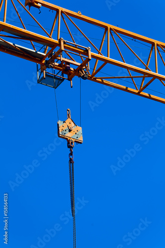 Part construction crane with blue sky background