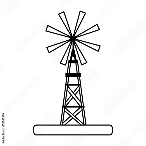 windmill rural icon image vector illustration design  black line