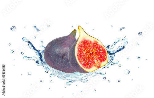 Figs splash water isolated