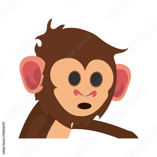 surprised cute expressive monkey cartoon  icon image vector illustration design 